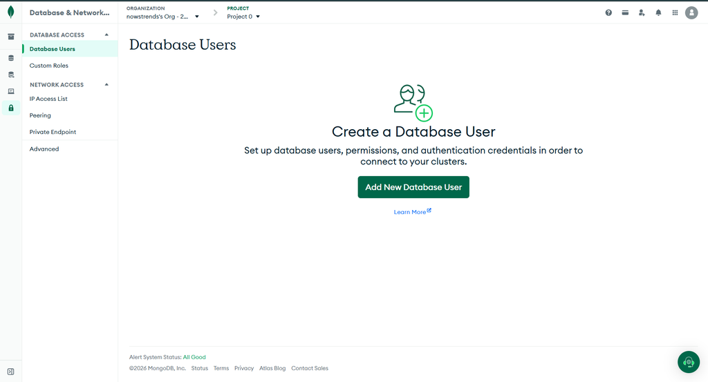 Create a MongoDB Atlas Database