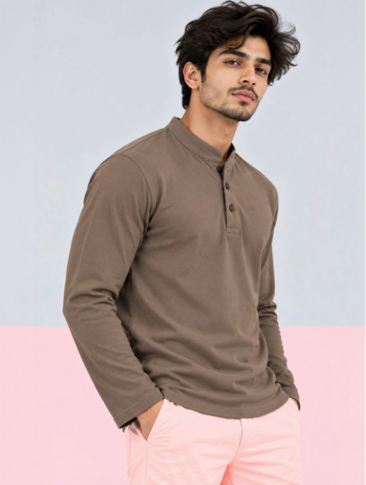 Men Mandarin Collar Dri-FIT Slim Fit T-shirt