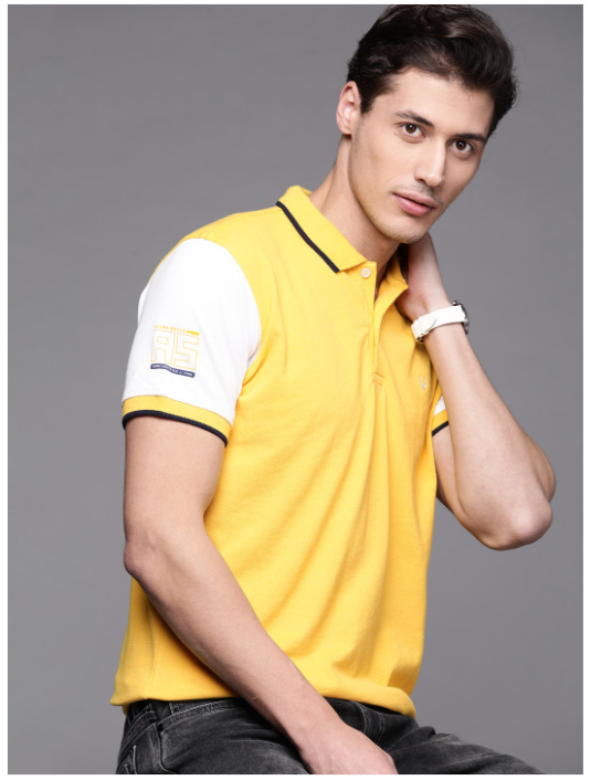 Allen Solly Men Yellow Solid Polo Collar T-shirt